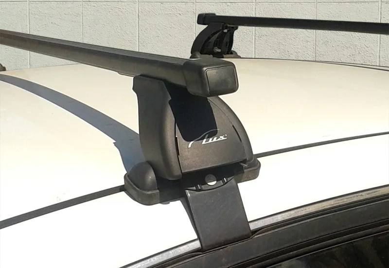 Багажник на крышу Nissan Almera 2012-..., Lux, прямоугольные стальные дуги