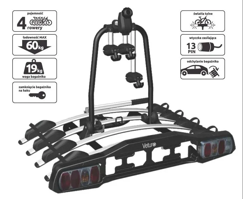 Велоплатформа Steinhof на фаркоп Veturo 4 для перевозки 4-х велосипедов — изображение 3