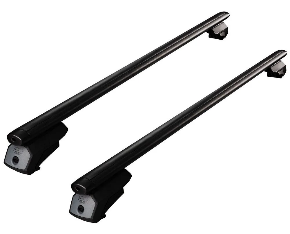 Универсальный Багажник на рейлинги Евродеталь Арго, аэродинамические дуги 125 см Black
