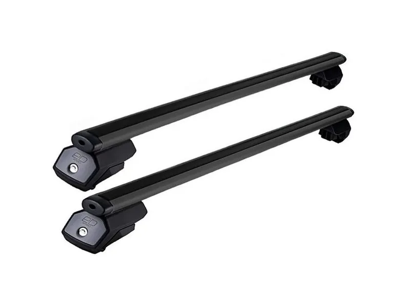 Универсальный Багажник на рейлинги Евродеталь Арго, аэродинамические дуги 135 см Black с замком