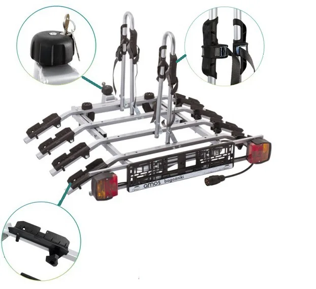 Велобагажник на автомобиль AMOS TYTAN 4 Plus для 4-х велосипедов