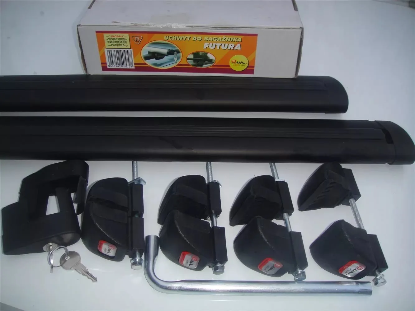 Поперечины на рейлинги Amos Futura 1,2 aero (крыло) Black + ключ
